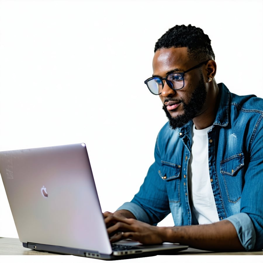 A man working over a laptop